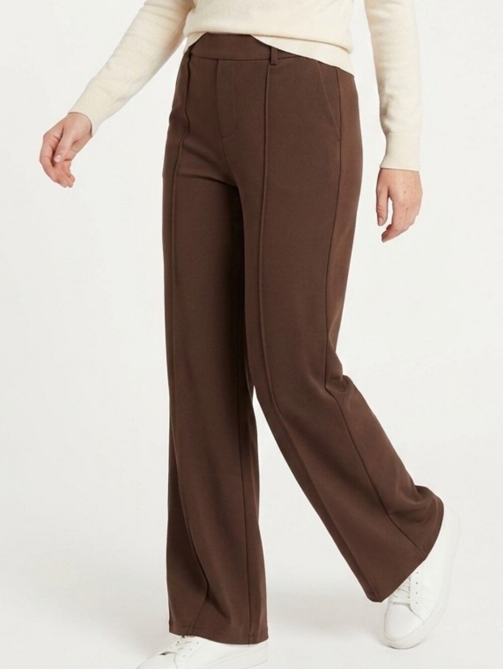 Women's Wide-Leg Ponte Pants in Brown
